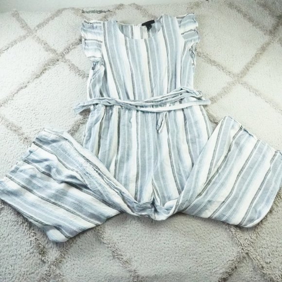 Lane Bryant Pants - Lane Bryant Cropped Wide Leg Jumpsuit Womens Plus Size 18 Striped Linen Blend